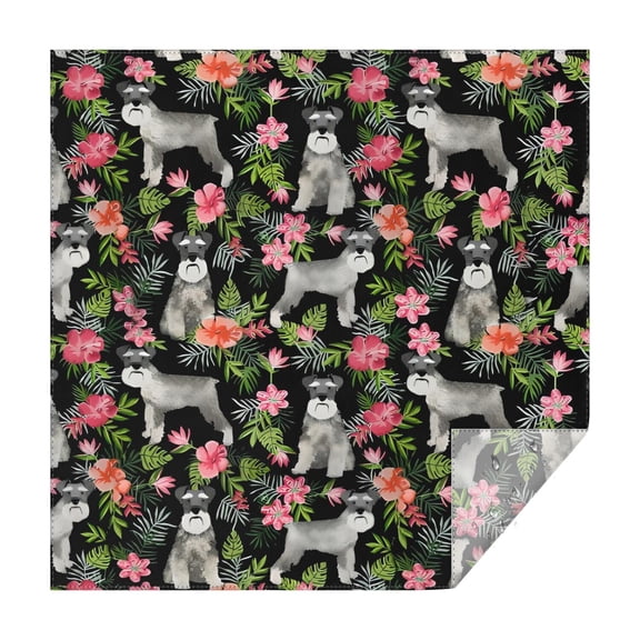 Schnauzer with Pioneer Flower Square Tablecloth,Waterproof Square Table Cover,Wipeable Spillproof Washable Table Cover for Home Kitchen Party Decor 42"X42"(107x107cm)