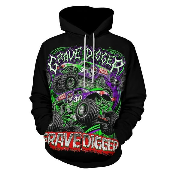 Grave Digger Trucks Casual Hoodie Jacket Hooded Long Sleeves Sweatshirt Pullover Sweaters Women Men