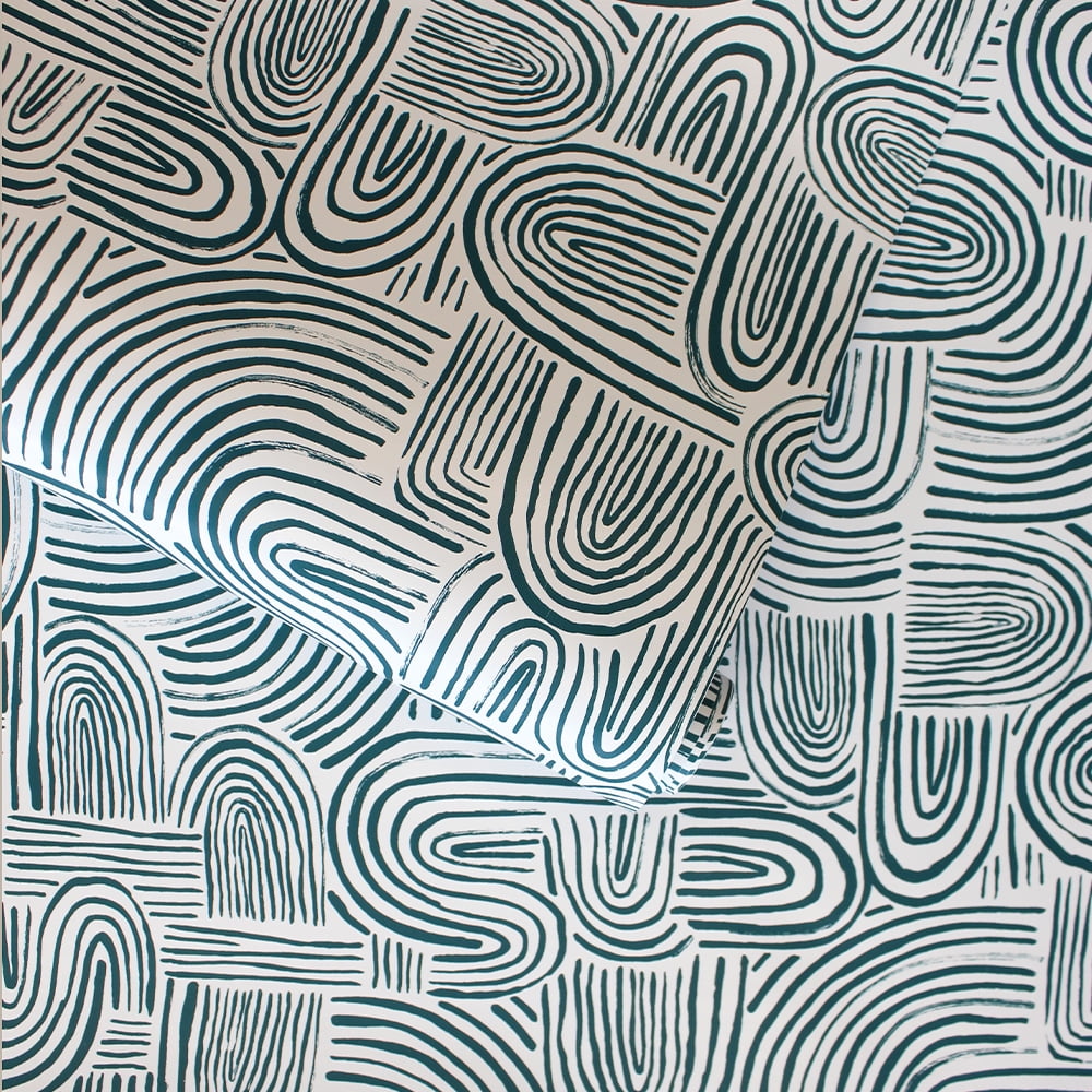 Tempaper Dark Harbor Swell Peel and Stick Wallpaper, 20.5" x 16.5'