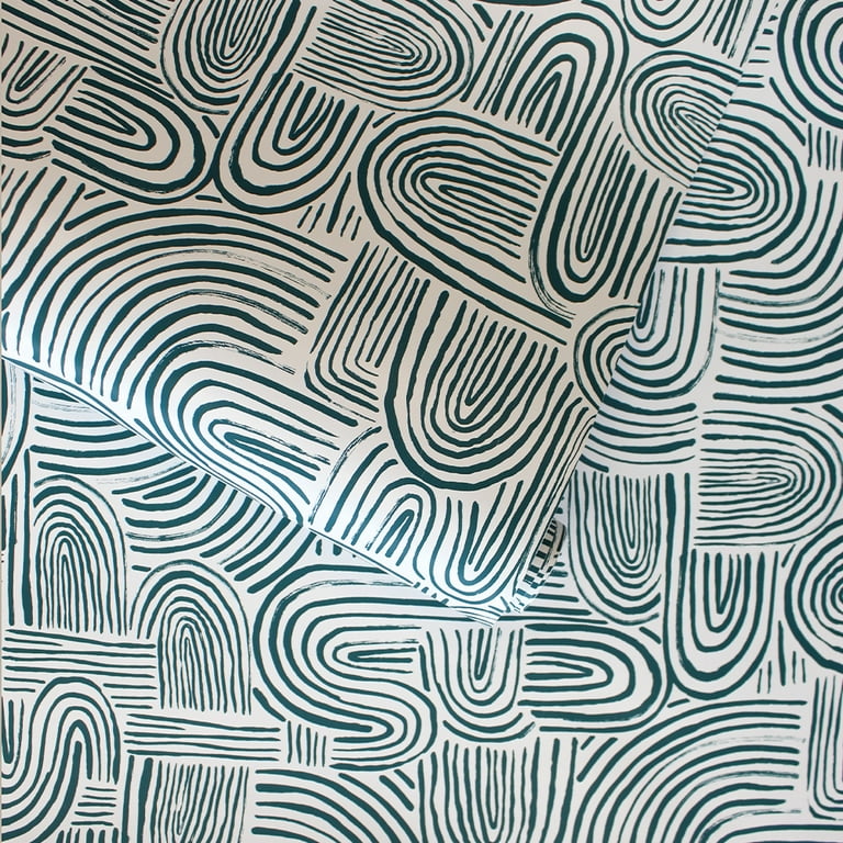 Tempaper Dark Harbor Swell Peel and Stick Wallpaper, 20.5" x 16.5'