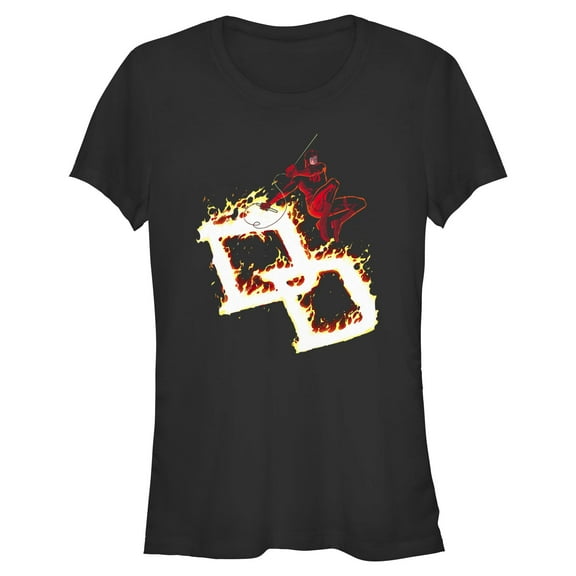 Juniors Marvel: Daredevil Initials Fire Icon T Shirt