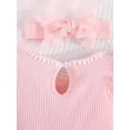thumbnail image 5 of Zehjuhan Baby Girl Summer Princess Dress Set Ribbed Ruffles Fly Sleeve Splicing 3D Butterfly Appliques Tutu Dress With Bowknot Headband Pageant Party Birthday Wedding, 5 of 8