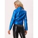 thumbnail image 3 of Chaqueta metalizada estilo motorista Allegra K Azul M, 3 of 5