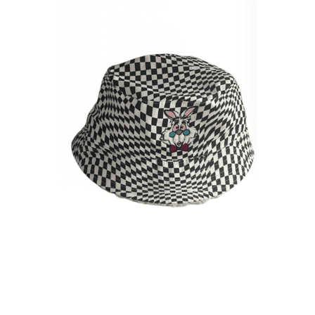 Disney Parks Alice in Wonderland White Rabbit Checkered Bucket Hat New With Tag