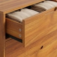 thumbnail image 6 of YAURA 47" Wide Wooden Dresser for Bedroom, Mid-Century Modern 6 Drawer Double Dresser with Walnut Wood Grain, Large Horizontal Storage Chest for Living Room, Anti-Tip Kit, Caramel, 6 of 9