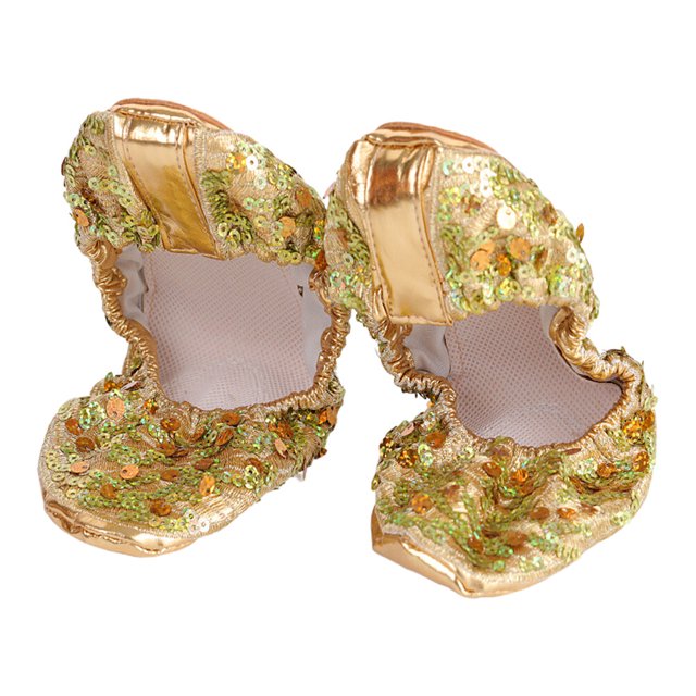EeaseMX 1 par de zapatos de baile con lentejuelas antideslizantes, placa redonda, zapatos latinos, accesorios de baile, talla L, 38-39 yardas, dorados