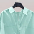 thumbnail image 5 of ITSAME Womens Summer Shirt, Lapel Solid Color Short Sleeve Buttons Daily Dressy Blouse Green XL, 5 of 7