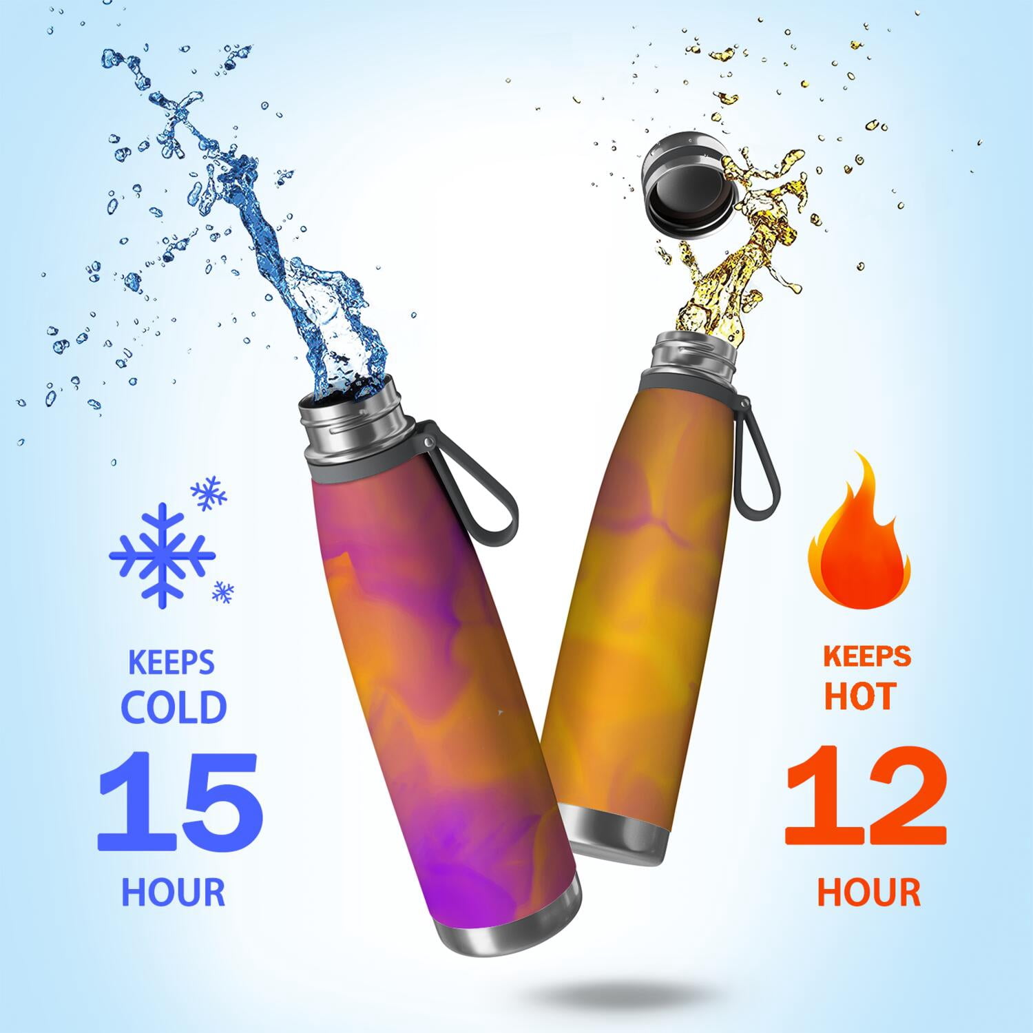 29oz Insulated Water Bottle with Tea Infuser, Stainless Steel Travel Mug, Fluid Smoke Aurora Art Style