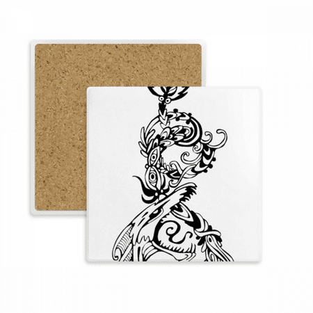 

Chinese Dragon Bird Animal Square Coaster Cup Mat Mug Subplate Holder Insulation Stone