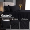 thumbnail image 5 of 4-Piece Extra Deep Pocket Sheet Set | Fits 18 to 21 Inch Mattresses, Soft Cooling Microfiber, Hotel Luxury, Wrinkle & Fade Resistant, OEKO-TEX Certified | Utopia Bedding, Queen, Black, 5 of 6