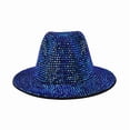 thumbnail image 4 of QHFBli Womens Bling Rhinestone Wide Brim Panama Hat Sun Visor Fedora Hat Cap, 4 of 4