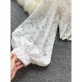 thumbnail image 4 of ZOELNIC Women's Sheer Lace Blouse with Tie Back & Lantern Sleeves, Long Sleeve Crop Top, 4 of 5