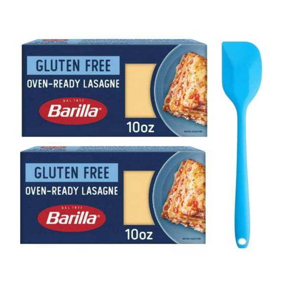 Barilla Gluten Free Oven Ready Lasagna Pasta, 10 oz (2 pack) and 8in Silicone Spatula (Color Varies)