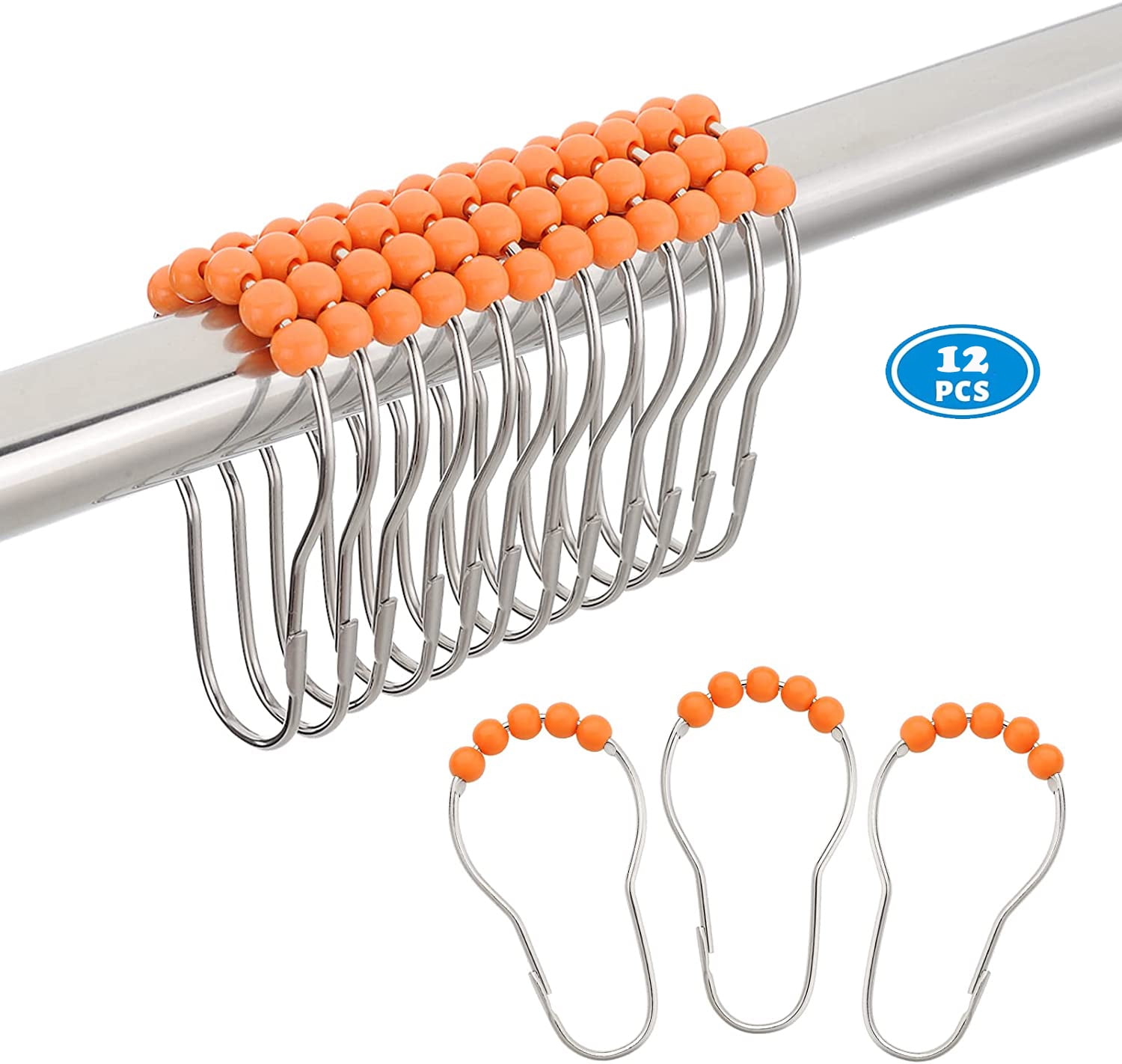 'TABGIME Set of 12 Rollerball Shower Rings, RustResistant Easy Glide