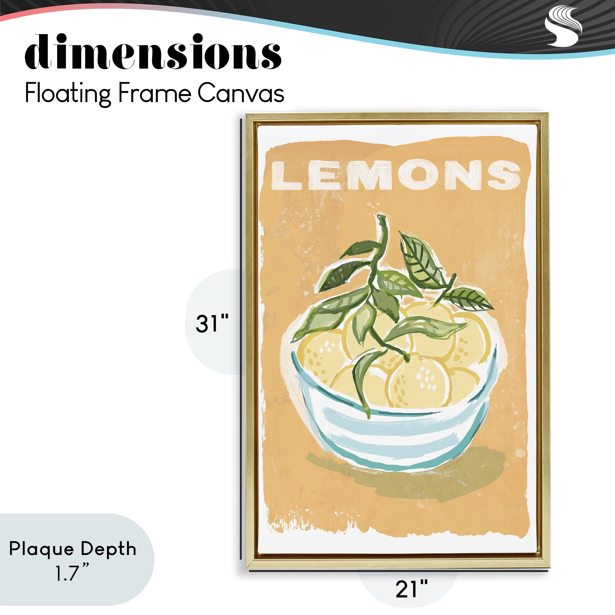 Stupell Industries Lemon Twist Motif Gold Framed Floater Canvas Wall Art, design by Chad Barrett