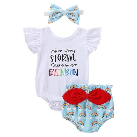 

Binmer Newborn Infant Baby Leaf Sleeve Letter Print Romper Set + Headband