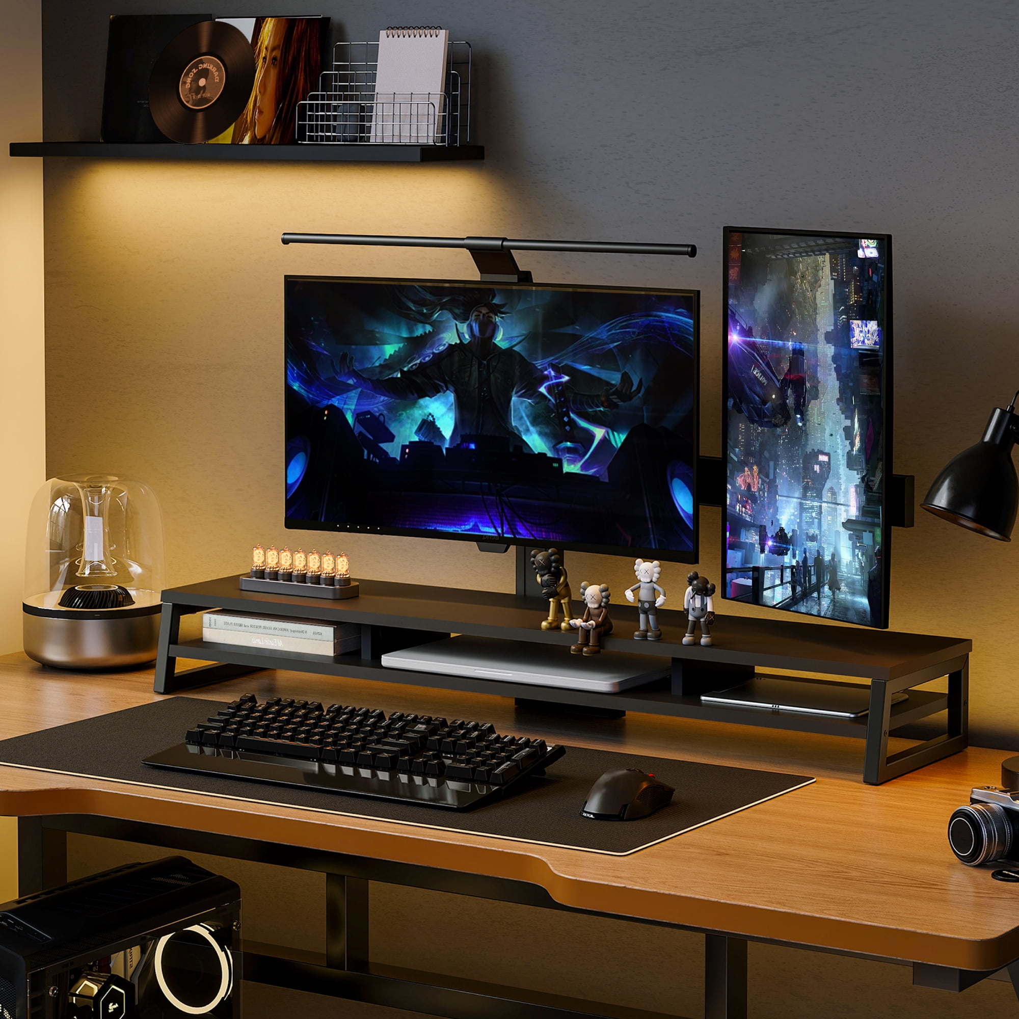 Fenge Dual Monitor Stand Riser for Desk, 42.5in Large Monitor Stands for 2 Monitors