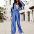 thumbnail image 4 of Pantalones Traje de dos piezas para mujer, Blazer de Color sólido, conjuntos de 2 piezas, trajes de trabajo femeninos Ygjytge Azul T L para Mujer, 4 of 5