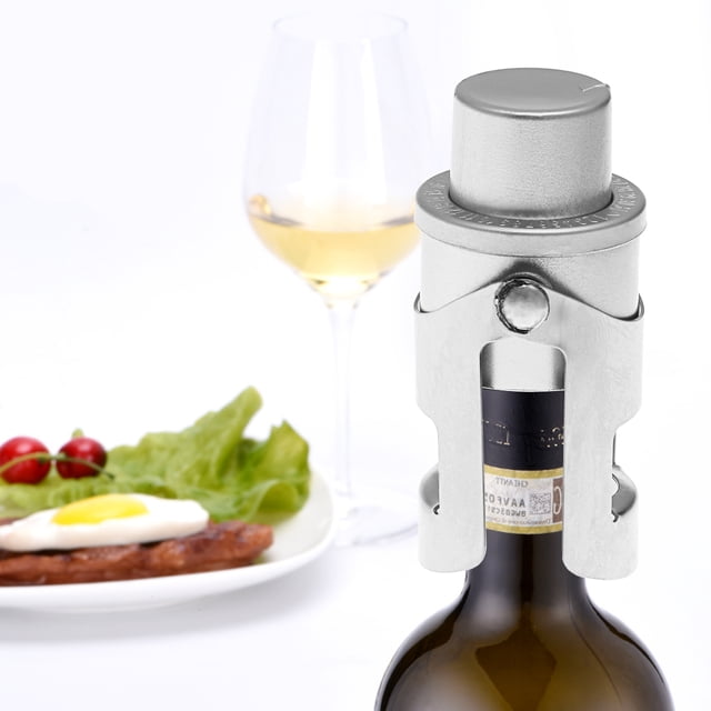 ELAYARD 2Ud Tapón Para Botella De Vino Champán Plateado Con Sello Antigoteo Y De Fecha