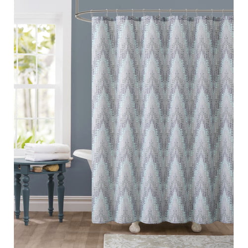 Textile Tile Dobby Shower Curtain 72, Mondrian Chevron Fabric Shower Curtain