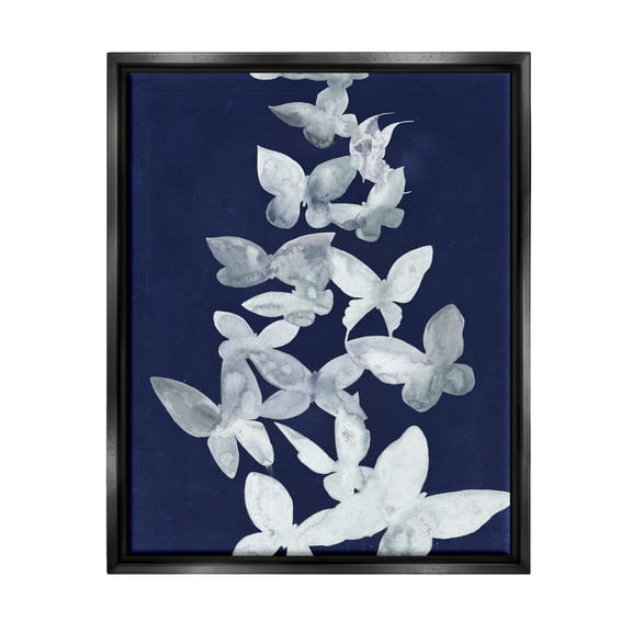 Stupell Industries Blue Butterflies Abstraction Animals & Insects Painting Black Floater Framed Art Print Wall Art