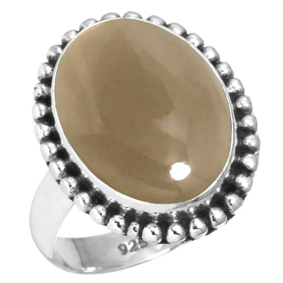 925 Silver Ring For Women - Teens Brown Smoky Topaz Stone Silver Ring Size 6.5 June Birthstone Boho Silver Ring Size 6.5 Gift For Mom On Halloween 925 Gemstone Silver Jewelry