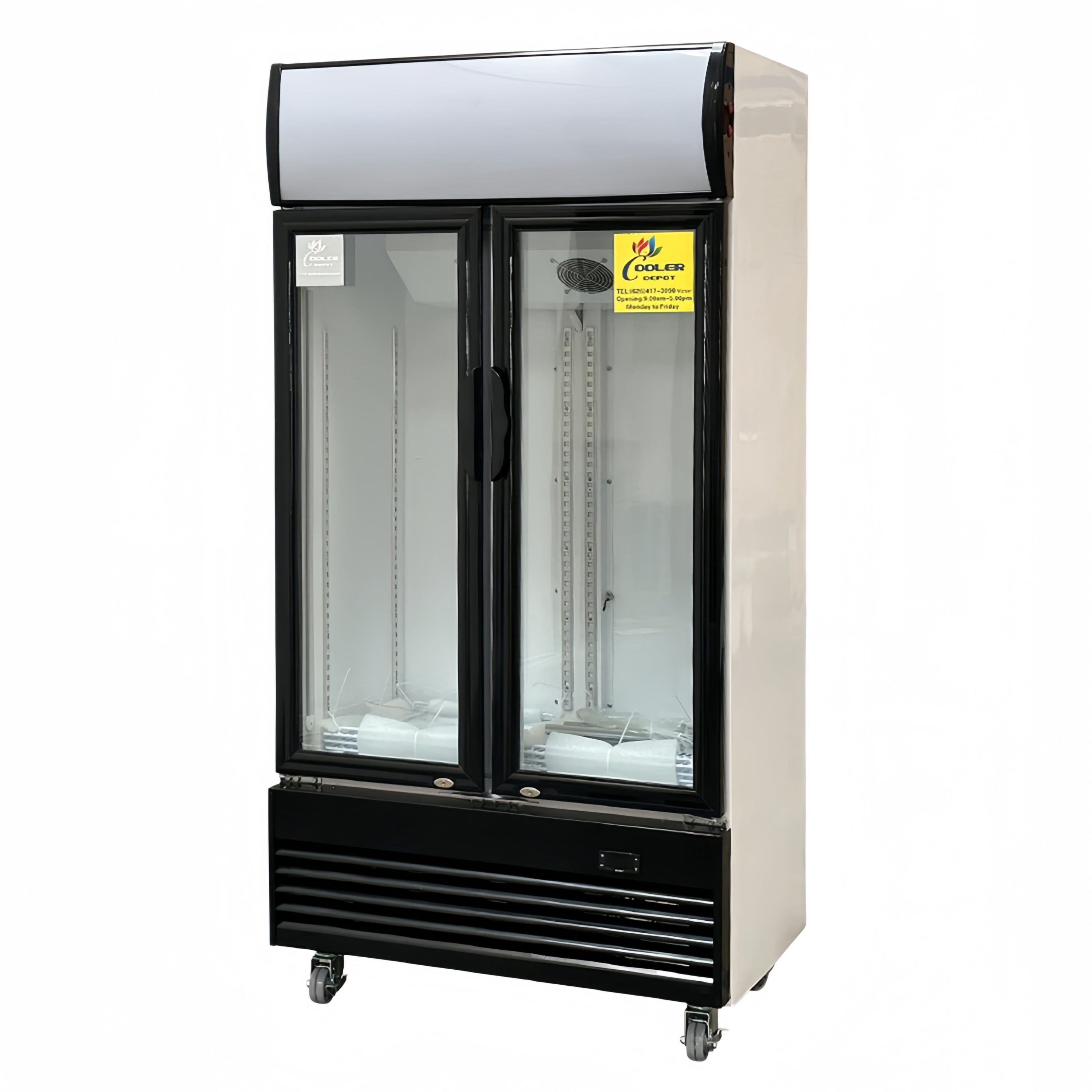 NSF 36 in. Commercial Two-Door Beverage Display Refrigerator, 18 Cu. Ft. Retail Refrigerator, Beverage Cooler with LED Lighting, Double-Layer Glass Door