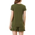 thumbnail image 3 of INSPIRE CHIC Women's Summer Pajamas Short Sleeves Tops and Shorts Sleepwear Lounge Sets XS Green, 3 of 5