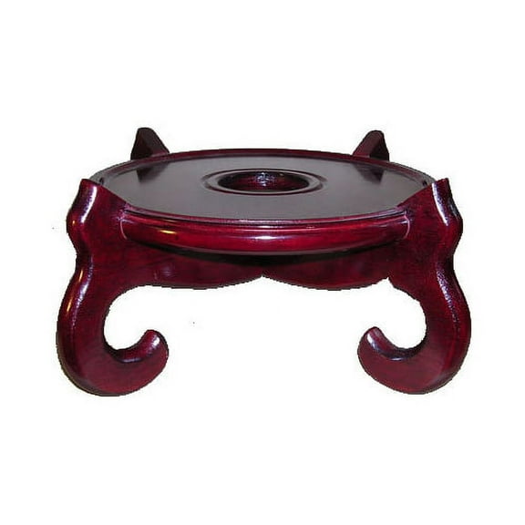 Dark Mahogany Color 4-Legged Oriental Fish Bowl Stand (10.5" W x 5" H) - Oriental Furniture Warehouse