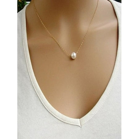 - Women Ladies Simple Imitate Pearl Bib Choker Collar Necklace
