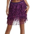 thumbnail image 1 of Besolor Jupe à Franges à Sequins pour Femmes Taille Élastique Mini Jupe à Pompons Soirée Danse, 1 of 3