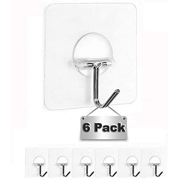 Sticky Clear Hooks Waterproof, 6 Pack Damage Free Adhesive Transparent Back  Door Hanger Hooks for Hanging Keys, Hats, Brooms, Umbrellas and Other Stuff  Like Utensils in Kitchen Wall, Hair Dry in Bath -