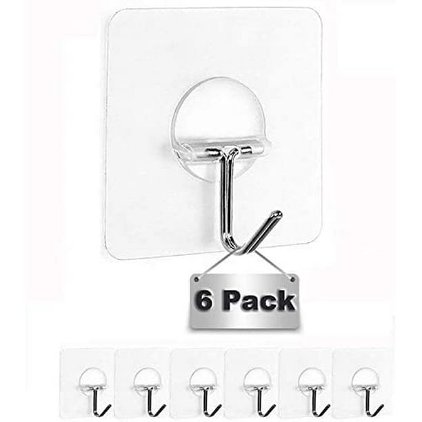 Sticky Clear Hooks Waterproof, 6 Pack Damage Free Adhesive Transparent Back Door Hanger Hooks for Hanging Keys, Hats, Brooms, Umbrellas and Other Stuff Like Utensils in Kitchen Wall, Hair Dry in Bath - Sticky Clear Hooks Waterproof, 6 Pack Damage Free Adhesive Transparent Back Door Hanger Hooks for Hanging Keys, Hats, Brooms, Umbrellas and Other Stuff Like Utensils in Kitchen Wall, Hair Dry in Bath -