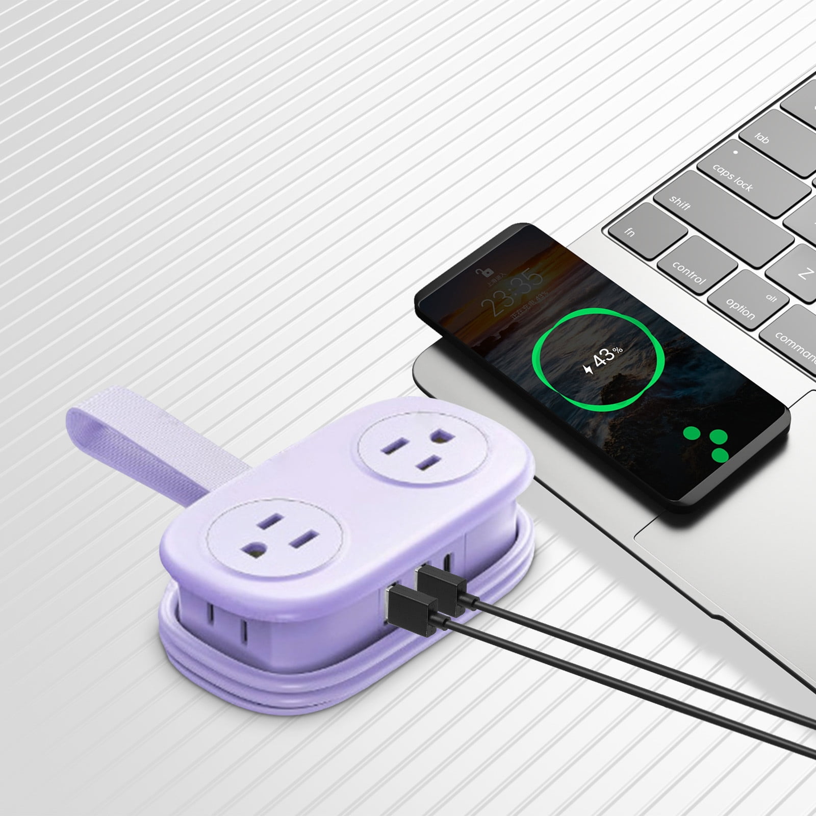 Travel Power Strip, Travel Extension Cord, Mini Extension Cord with 4 Outlets 3 USB Ports (1 USB C) with 4FT Wrapped Short Extension Cord Small Power Strip, Suitable for Home Hotel Travel