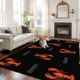 thumbnail image 3 of Area Rug 60×96in, Abstract Red Lobster on Black Floor Carpet Living Room Rug, Ocean Waves Marine Life Non-Slip Welcome Mat Indoor Rugs for Bedroom Dining Room, 3 of 9