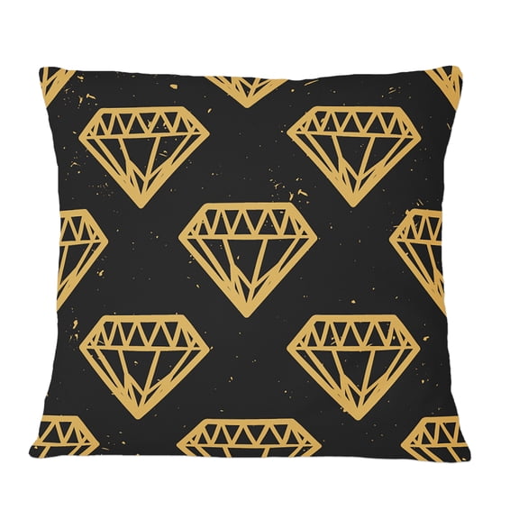 Designart Vintage Golden Diamonds' Mid-Century Modern Throw Pillow - 12x20