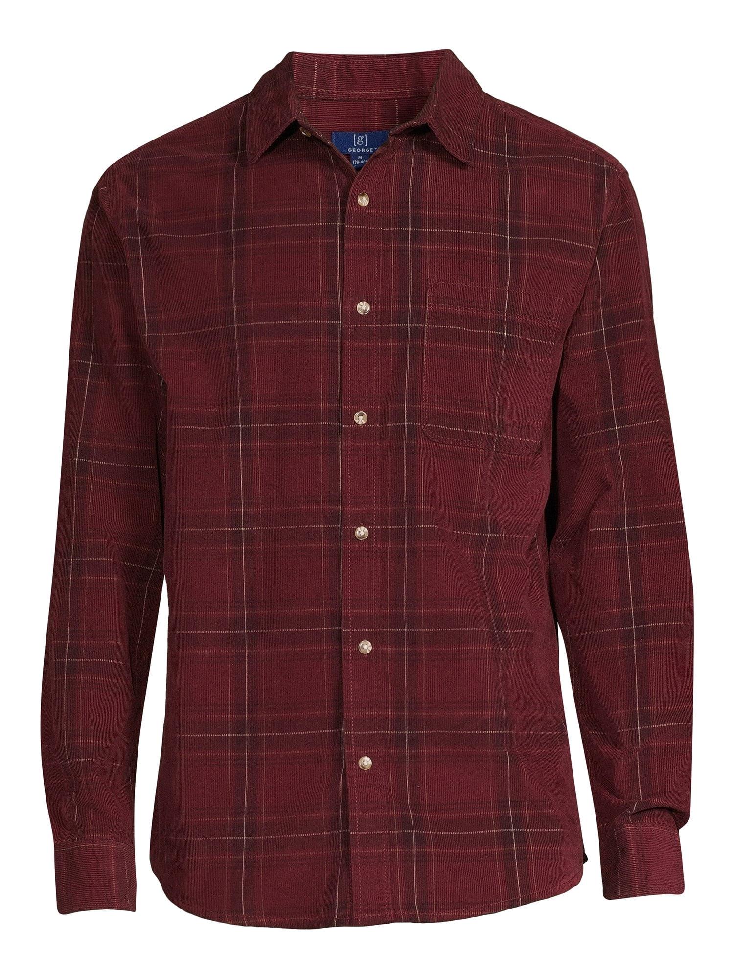 George Men's Corduroy Shirt with Long Sleeves, Sizes S-3XL