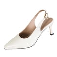 thumbnail image 2 of Hurxie Women's Slingback Kitten Heels Closed Pointed Toe Backless Wedding Party Dress Pumps Shoes Beige 8.5, 2 of 7