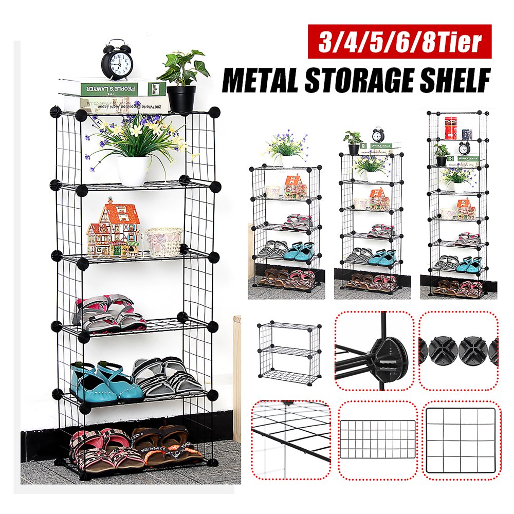 Metal Cube Storage Unit, Shoe Rack, Wire Organizer Holder