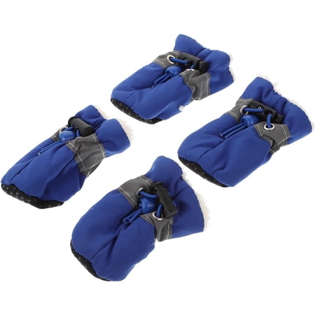4pcs - Reflective Cotton Shoes Dog Paw Small Puppy Warm Dogs and Protector Medium Cat Winter Creative Non-Slip Footwear Padded Kitten Pet Anti Kg Pets Slip Blue Outdoor