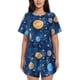 thumbnail image 1 of Balery Planets And Stars1 Conjunto de Pijama para Mujer con Estampado, Dos Piezas de Manga Corta y Shorts, Ropa de Dormir Suave con Cuello Redondo y Bolsillos-3X-Large, 1 of 6
