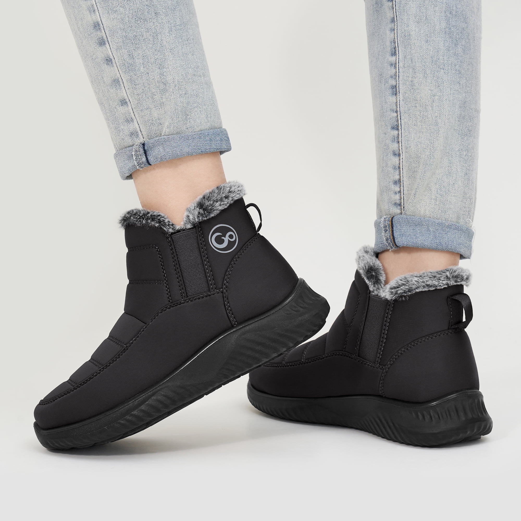Snow Boots Womens with Warm Fuzzy Faux Fur Slip-on Woman Winter Booties Shoes