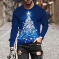 thumbnail image 4 of Christmas Tees For Men Crew Neck Xmas Graphic Print Long Sleeve Pullover Casual Stylish Holiday Funny Tops (XS, Blue-E), 4 of 5