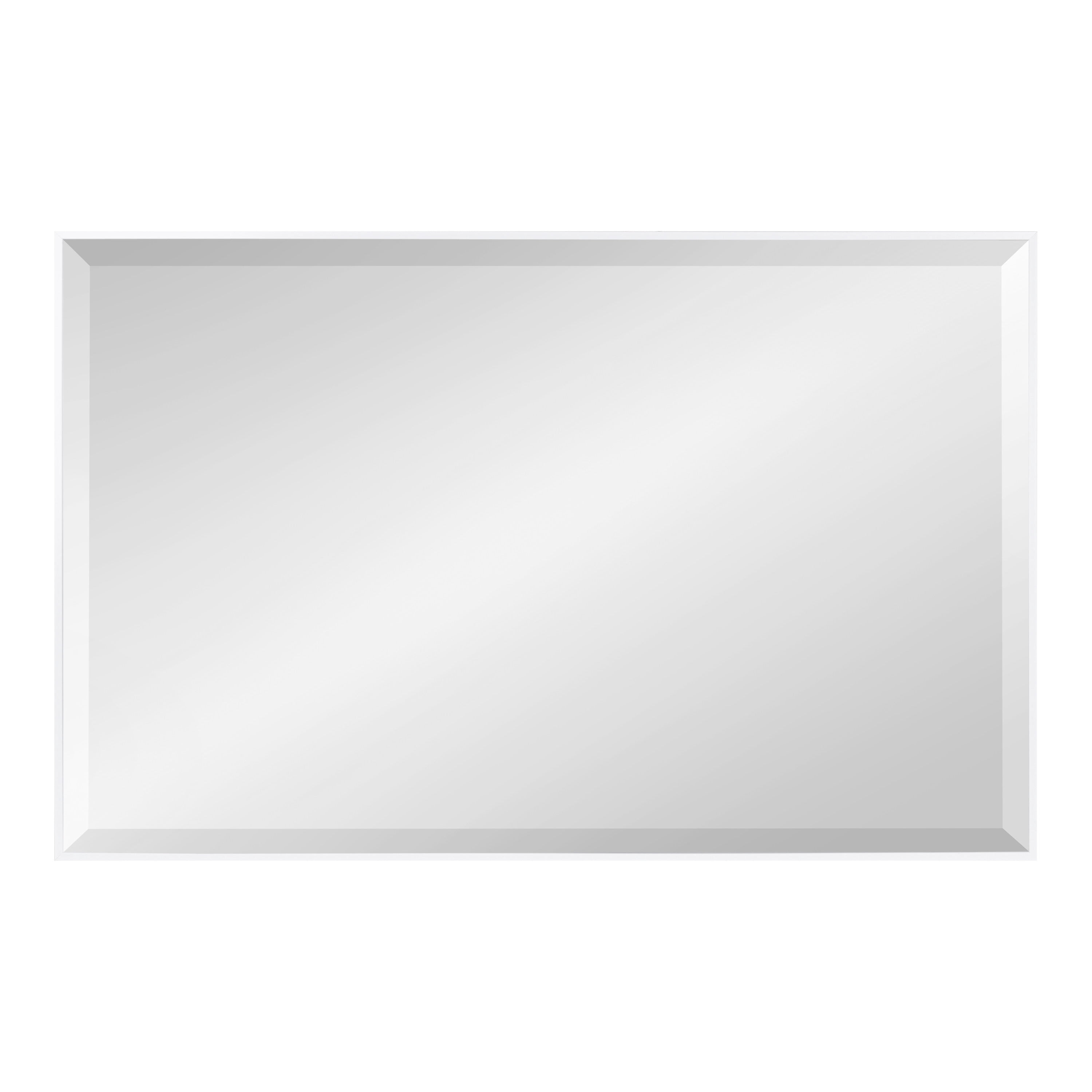 Kate And Laurel Rhodes Modern Decorative Rectangle Wall Mirror, 24.75" x 36.75", White, Contemporary Wall Decor