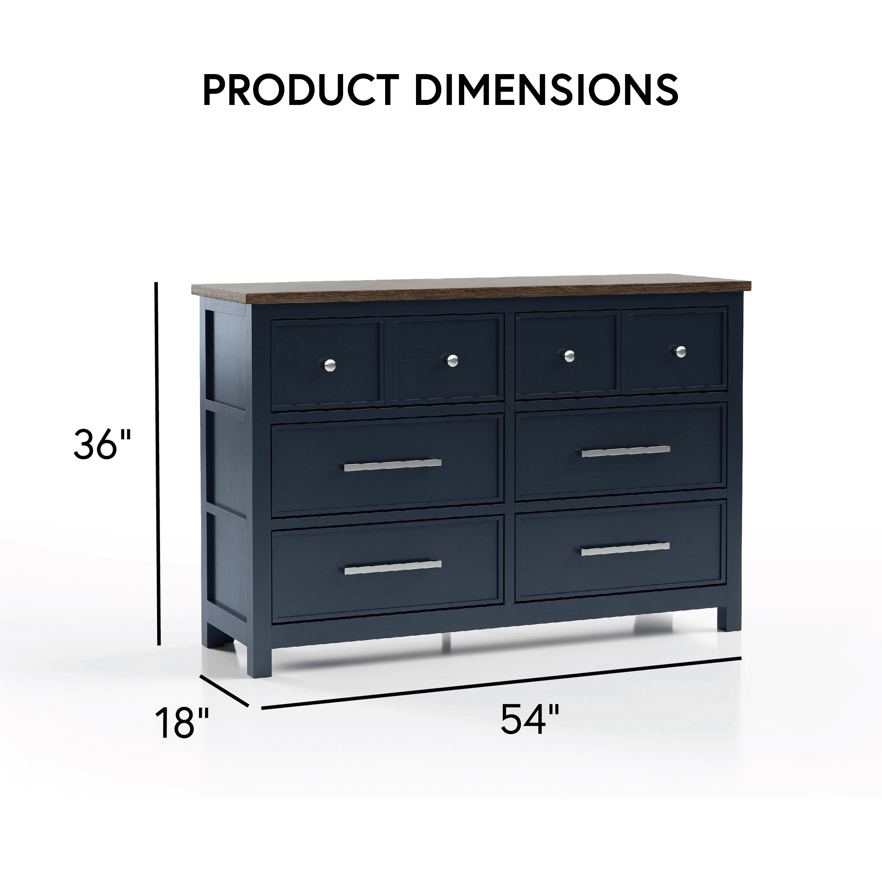 Furniture of America Yvara Modern 6-Drawer Dresser, Blue
