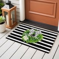 thumbnail image 3 of Rectangle Rug 2x3ft Area Rug,Farmhouse Green Wreath Flower Area Rugs for Living Room Bedroom,Checkered Bow Black Stripe Floor Mat Non-Slip Non-Shedding Carpet Indoor Accent Rugs, 3 of 9