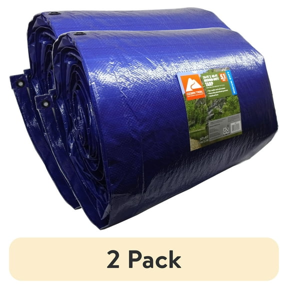 (2 pack) Ozark Trail Medium-Duty Tarp, 24’ x 40’, Material PE