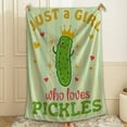thumbnail image 5 of Just A Girl Who Loves Pickles Throw Blanket Fannel Fleece Microfiber Plush Bed Blanket Super Soft Blanket for All Season Bed Couch Sofa 50x40 in for Kid, 5 of 6