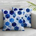 thumbnail image 3 of Pratyus Hexagonal Shapes Blue White Modern Farmhouse Rustic Decorative Couch Pillow Cases with Zipper Home Decor for Home Decor Pillow Case 1PC 18x18in, 3 of 5