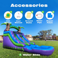 thumbnail image 4 of 21ft Tropical Commercial Grade Water Slide With Splash Pool And Air Blower For Kids Summer Party (Blue&Purple), 4 of 8